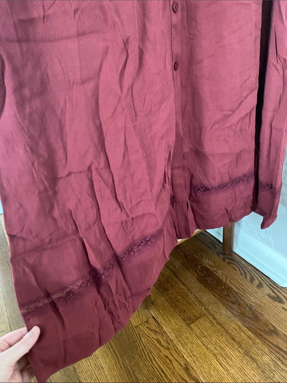 Quince Women's Button-Front Midi Dress in Deep Burgundy - Picture 6 of 9